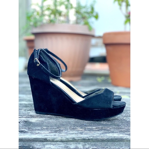 🌸2/30 Velvet wedge sandals with ankle straps - Picture 2 of 6